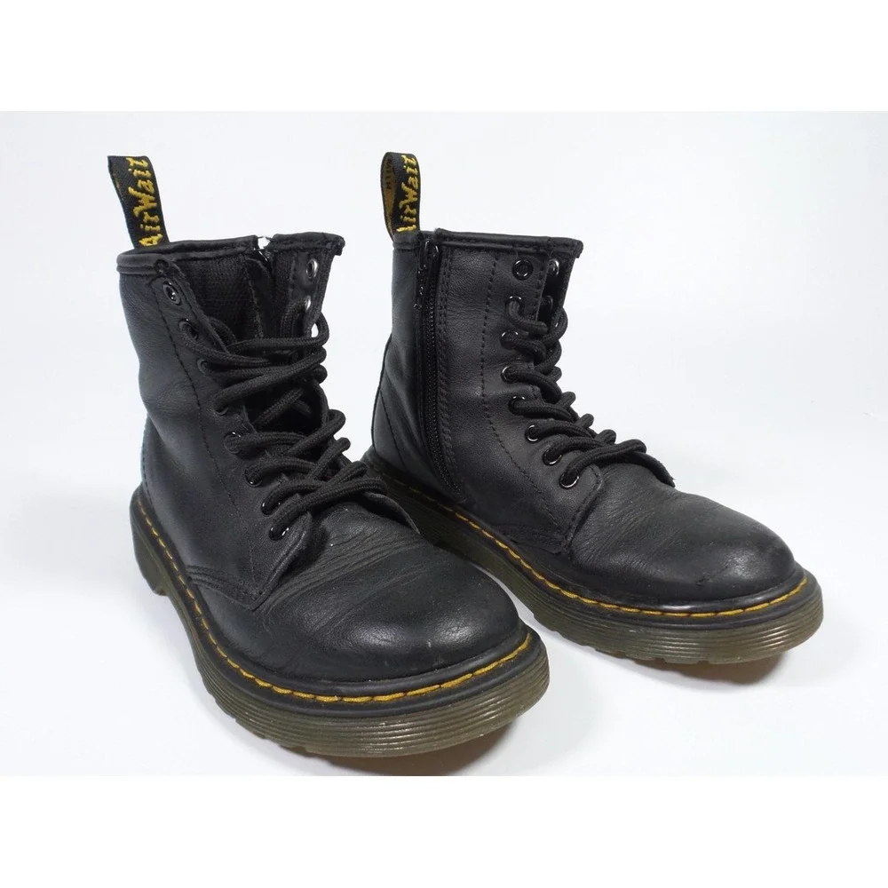 Dr Martens‎ Junior Shoes Youth Size 13 Black Leather Boots Zip Lace Up 1460J